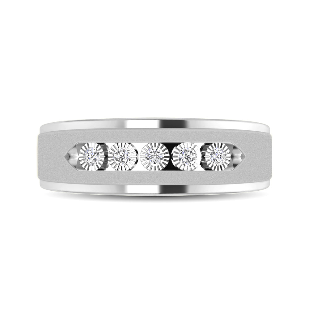 10K White Gold 1/6 Ct.Tw. Diamond Illusion Men?s Band