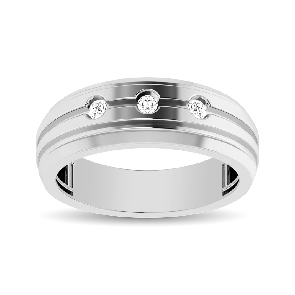 10K White Gold 1/10 Ct.tw Round Cut Diamond Men?s Band