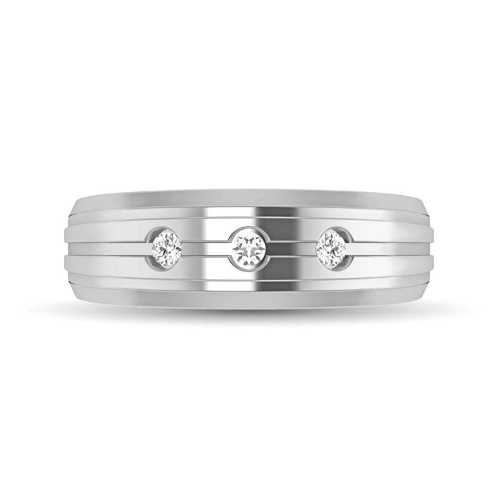 10K White Gold 1/10 Ct.tw Round Cut Diamond Men?s Band