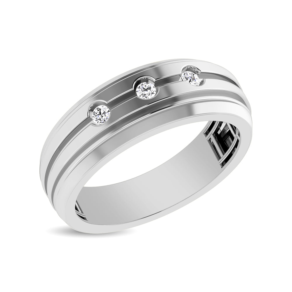 10K White Gold 1/10 Ct.tw Round Cut Diamond Men?s Band