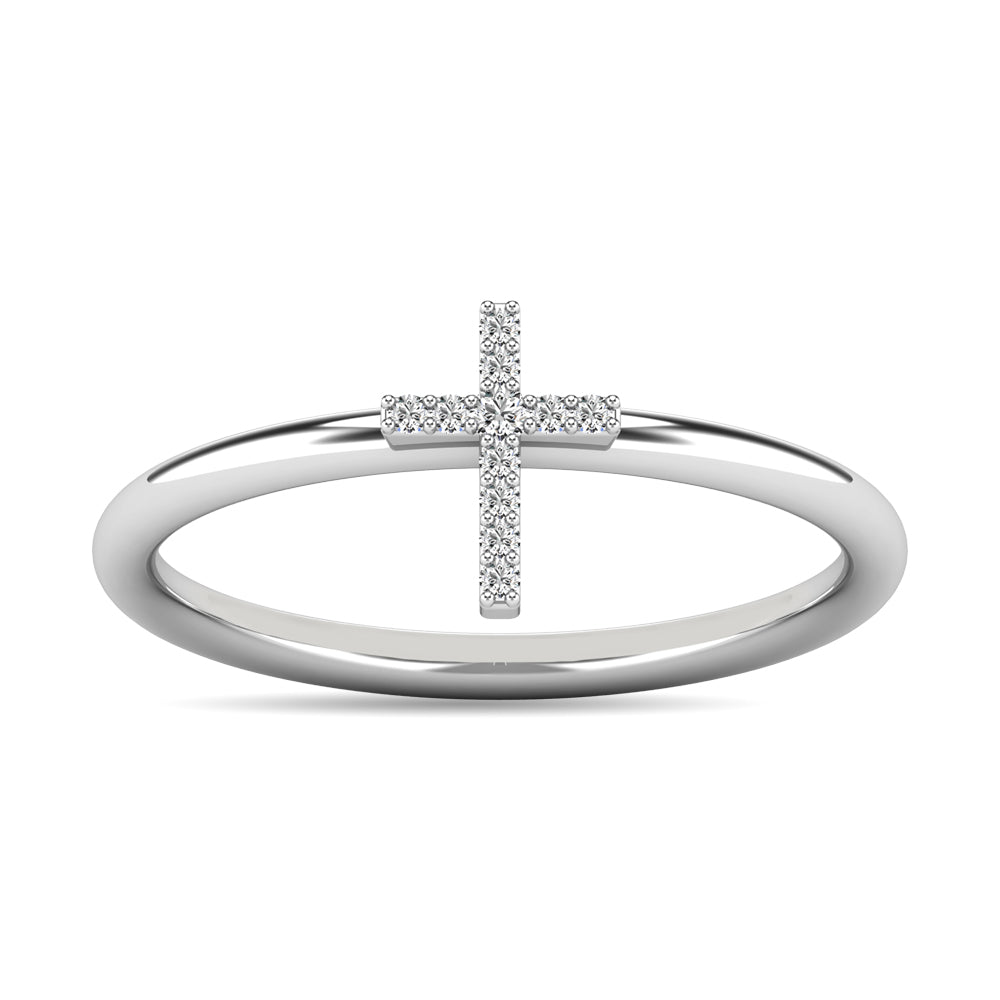Diamond 1/20 Ct.tw Cross Ring in 10K White Gold