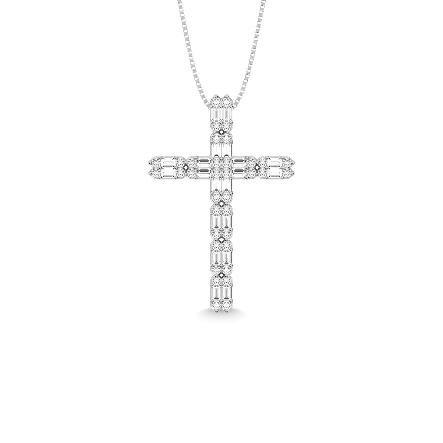 14K White Gold Diamond 1/2 Ct.Tw. Cross Pendant