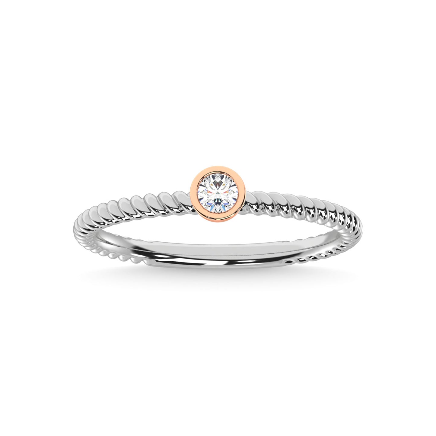 14K Two Tone Diamond 1/10 Ct.Tw. Wedding Band