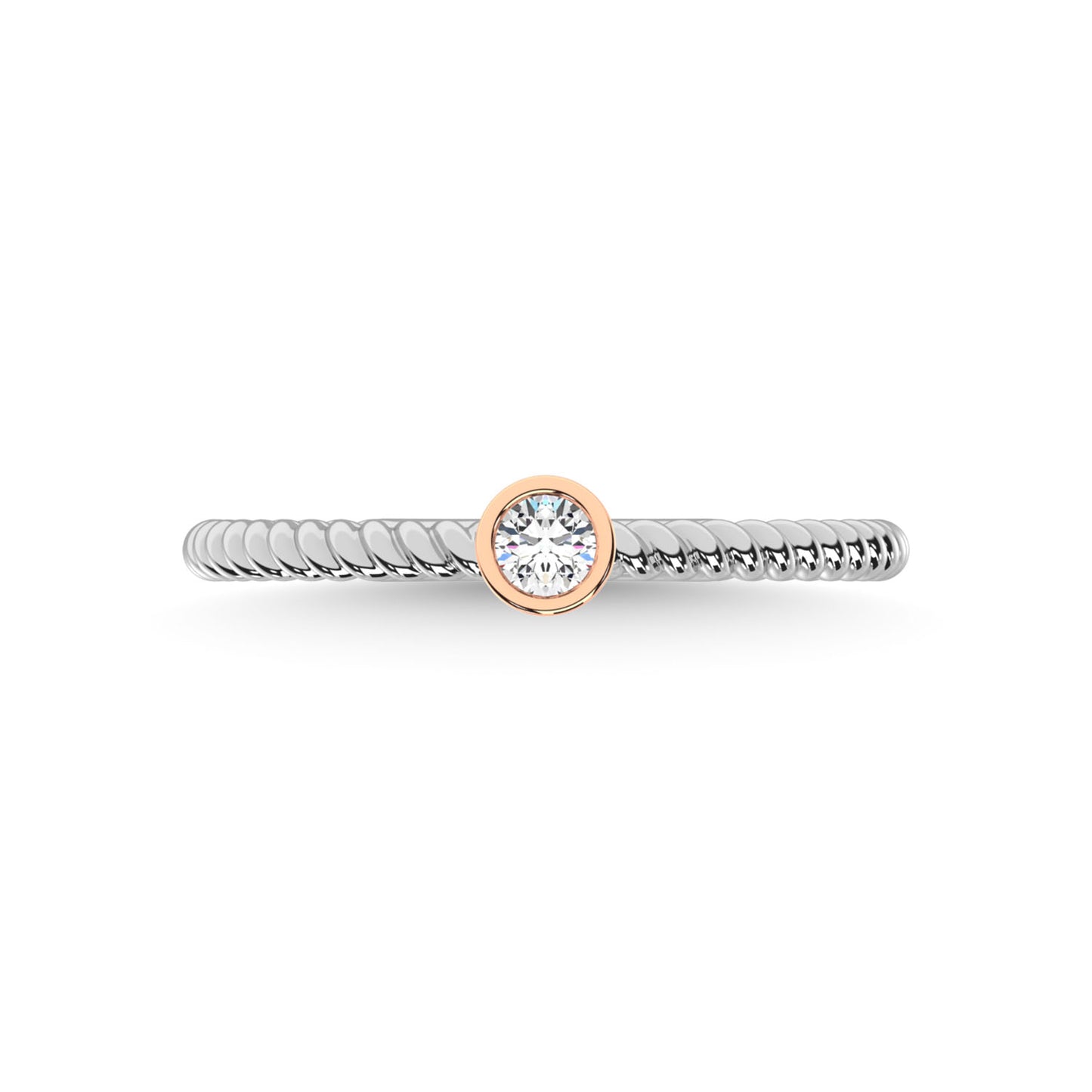 14K Two Tone Diamond 1/10 Ct.Tw. Wedding Band