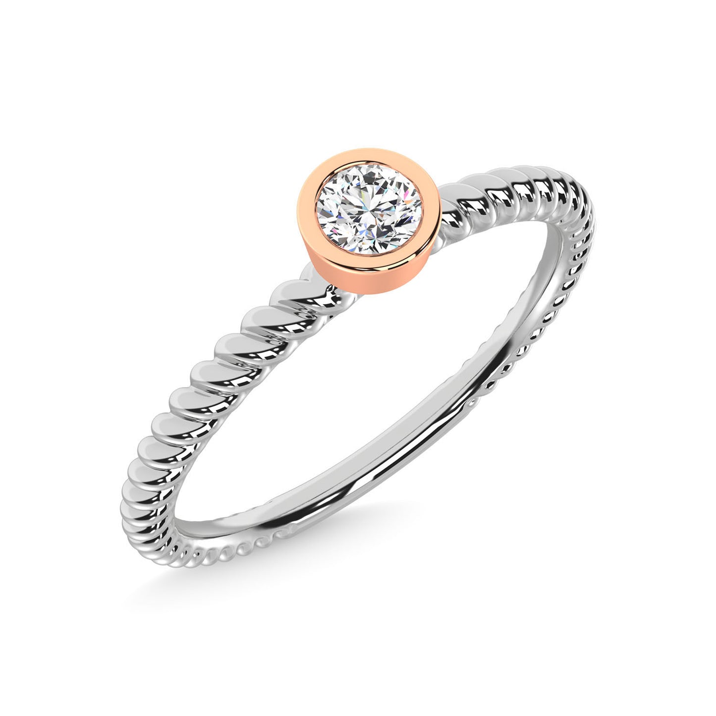 14K Two Tone Diamond 1/10 Ct.Tw. Wedding Band