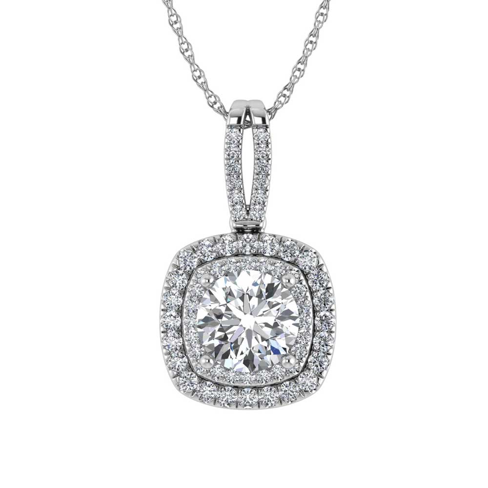 14K White Gold Lab Grown Diamond 3 3/4 Ct.Tw. Round Shape Fashion Pendant