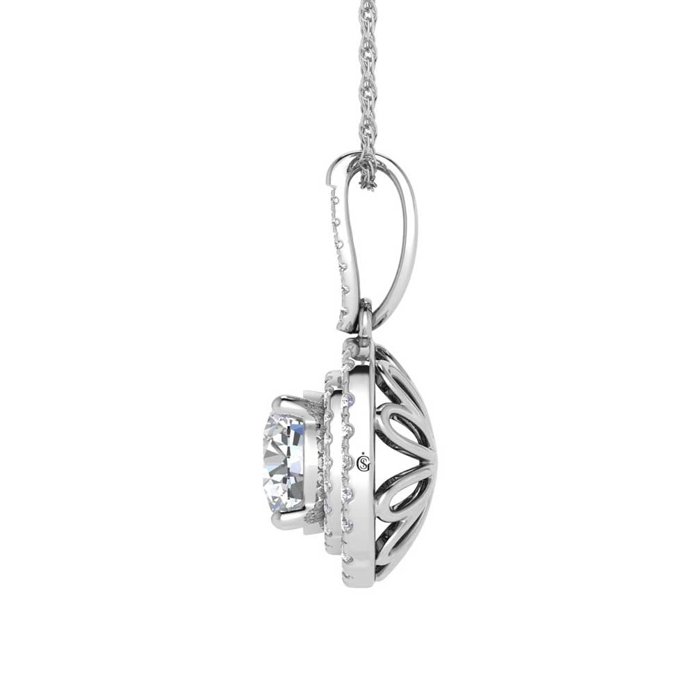 14K White Gold Lab Grown Diamond 3 3/4 Ct.Tw. Round Shape Fashion Pendant