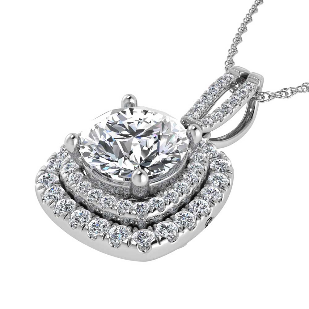 14K White Gold Lab Grown Diamond 3 3/4 Ct.Tw. Round Shape Fashion Pendant