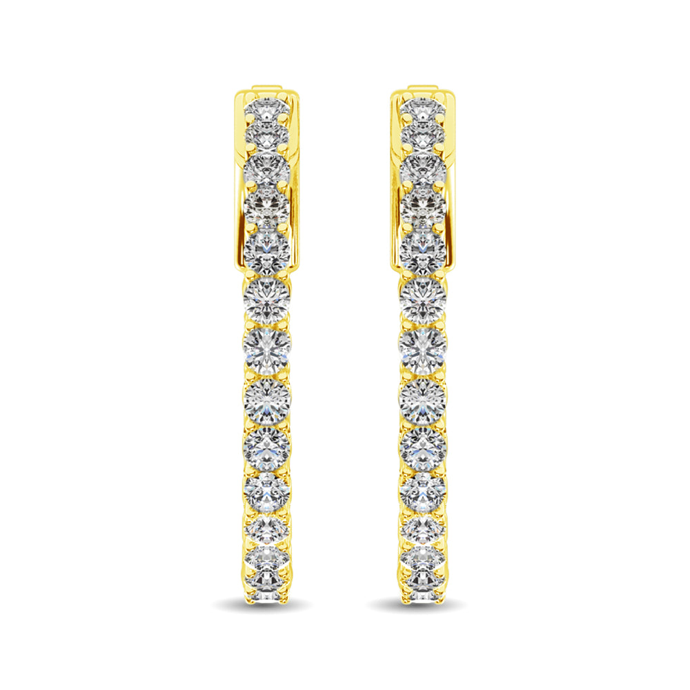 14K Yellow Gold Lab Grown Diamond 2 Ct.Tw. In and Out Hoop Earrings (3/4 inches)