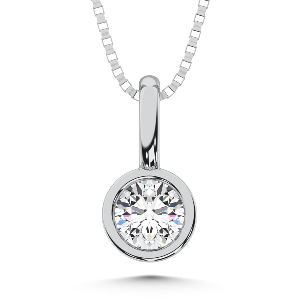 10K White Gold Lab Grown Diamond 1/3 Ct.Tw. Round Shape Bezel Set Fashion Pendant