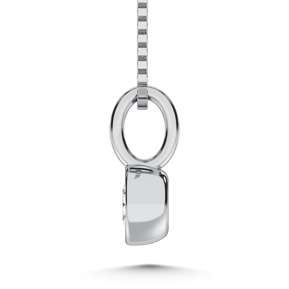 10K White Gold Lab Grown Diamond 1/3 Ct.Tw. Round Shape Bezel Set Fashion Pendant