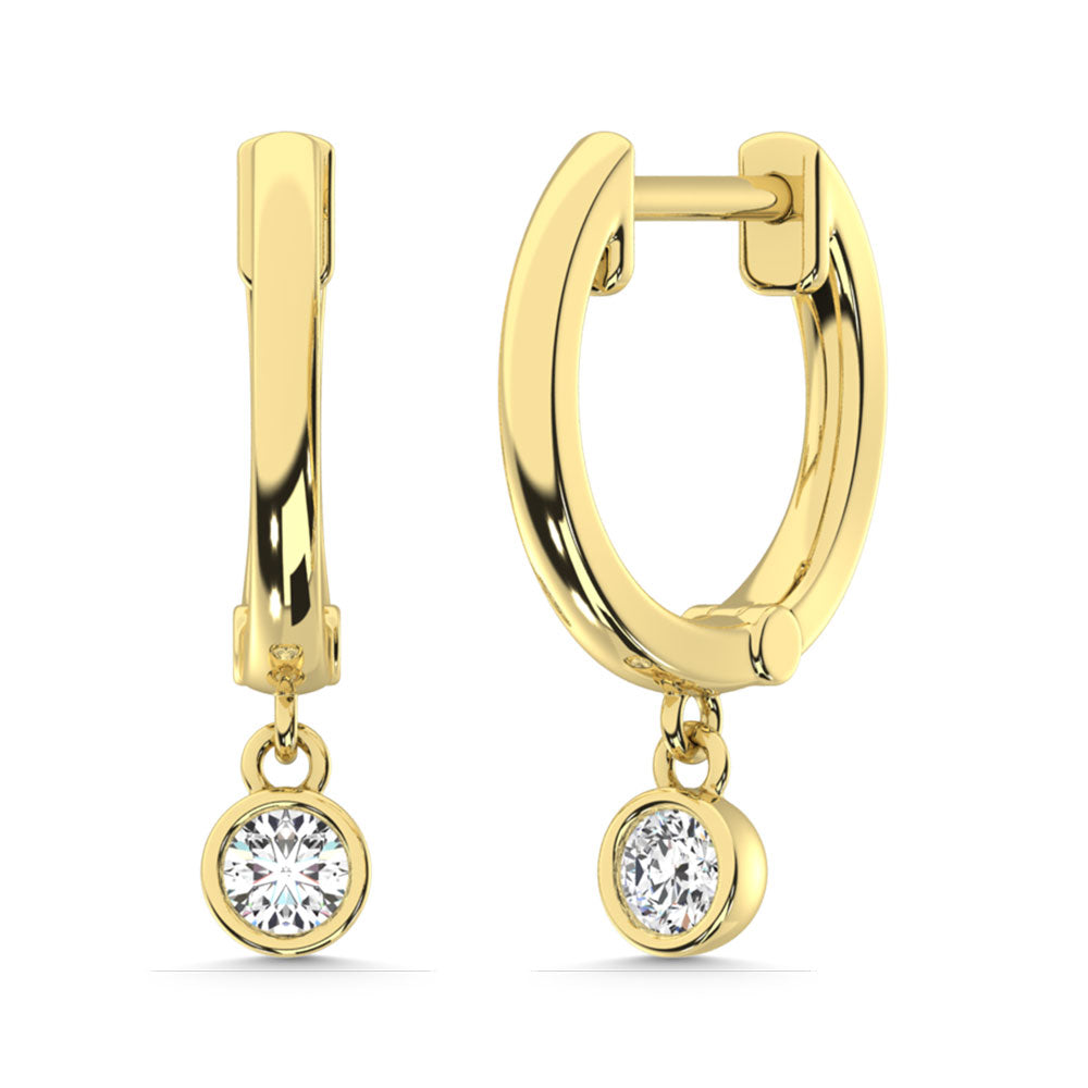10K Yellow Gold Lab Grown Diamond 1/2 Ct.Tw. Round Shape Hoop Earrings