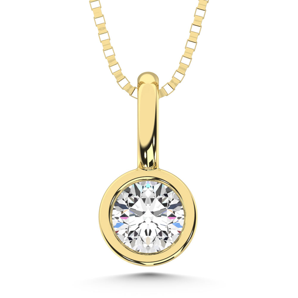 10K Yellow Gold Lab Grown Diamond 1/3 Ct.Tw. Round Shape Bezel Set Fashion Pendant