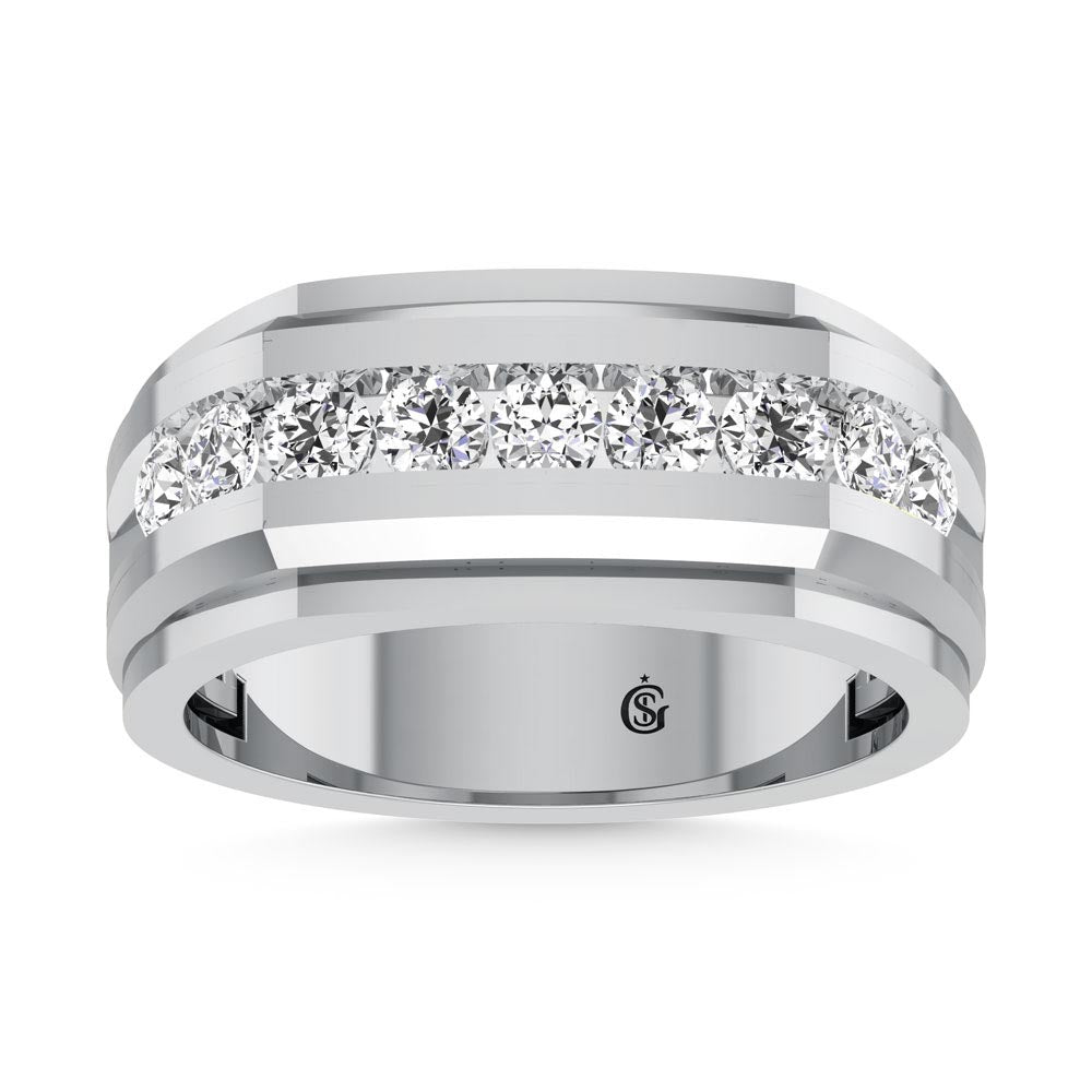 10K White Gold Diamond 1/4 Ct.Tw. Mens Band