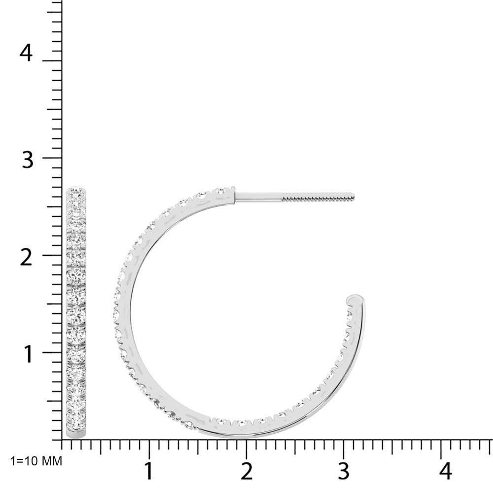 14K White Gold Labgrown Diamond 1 Ct.Tw. Hoop Earrings
