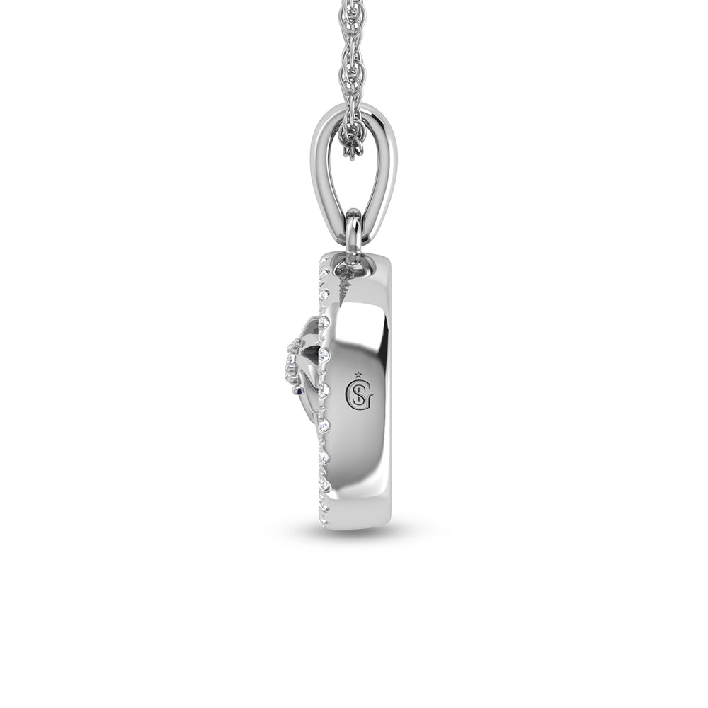 Sterling Silver 1/6 Ct.Tw. Lab Grown Diamond Sea Of Life palm Tree Pendant