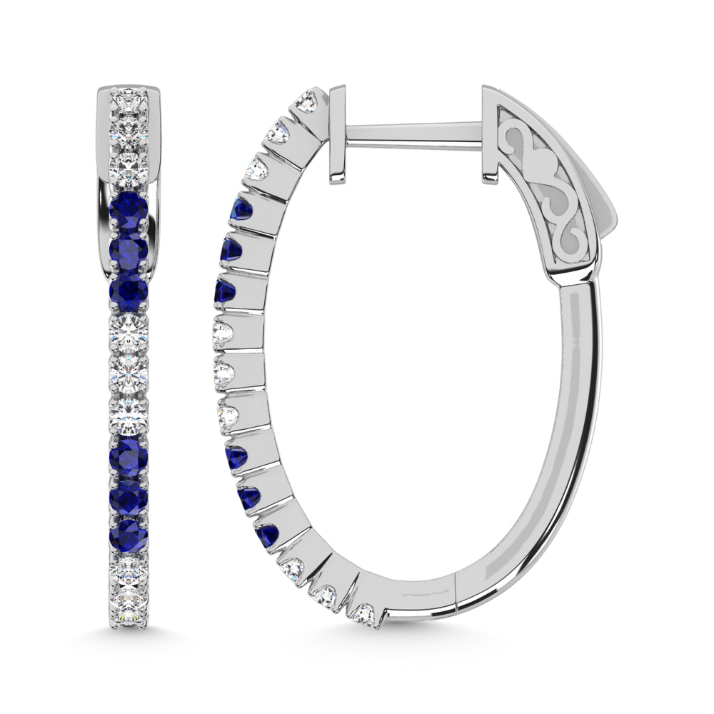 14K White Gold Lab Grown White and Blue Diamond 5/8 Ct.Tw. Earrings