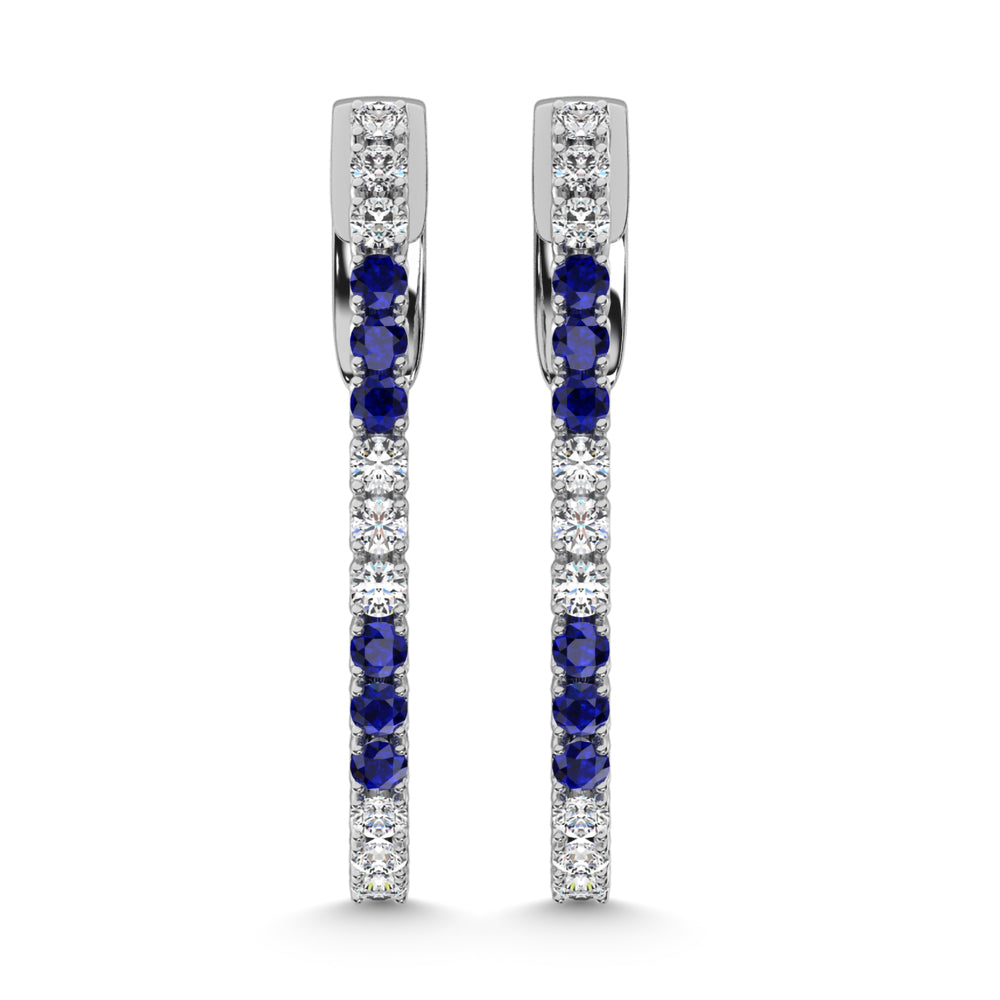 14K White Gold Lab Grown White and Blue Diamond 5/8 Ct.Tw. Earrings