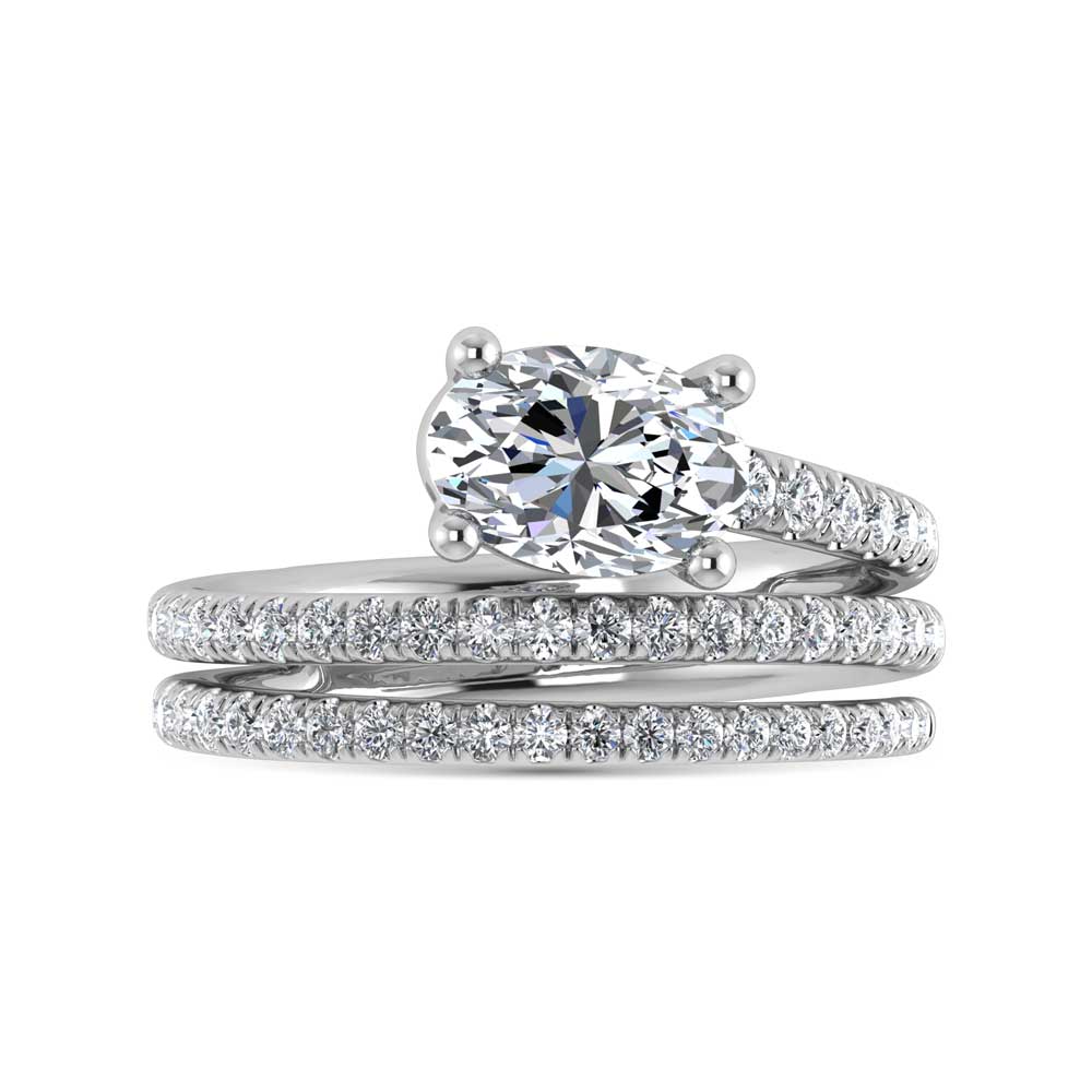 14K White Gold 1 1/2 Ct.Tw. Oval and Round Lab Grown Diamond Fashion Ring