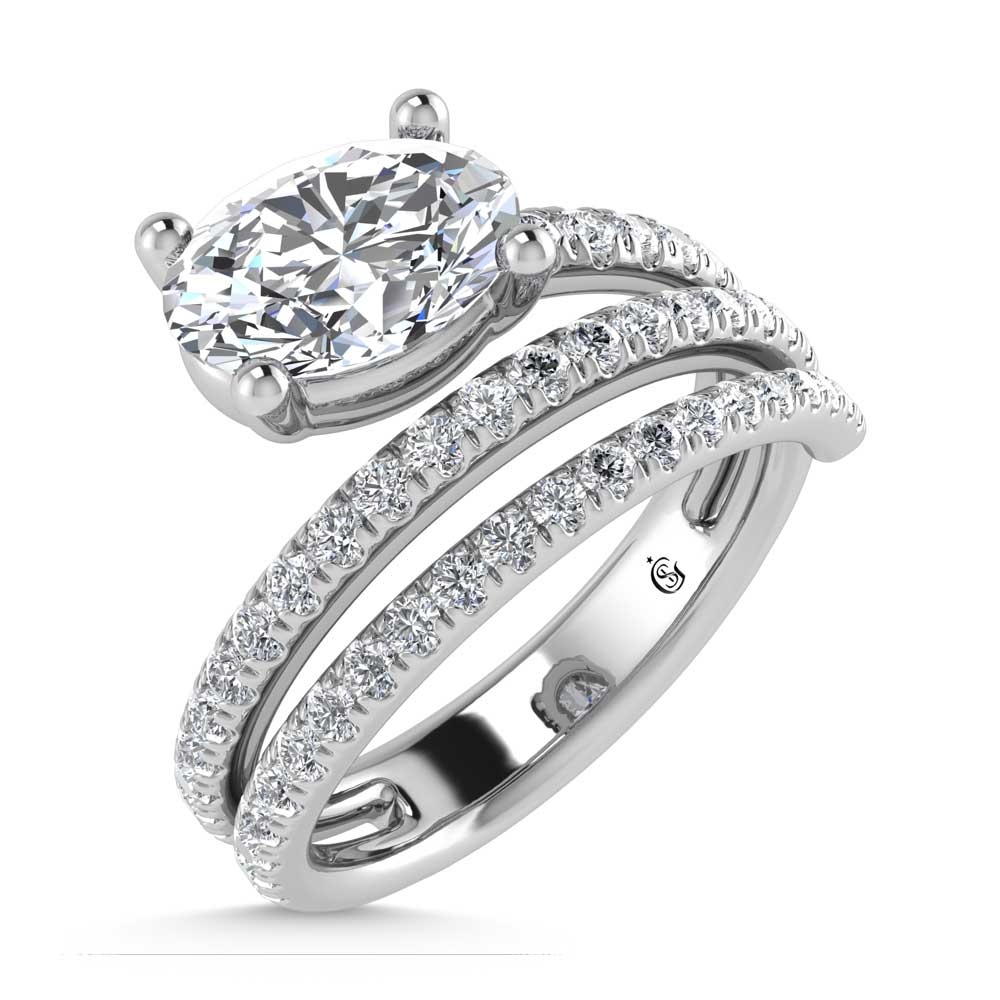 14K White Gold 1 1/2 Ct.Tw. Oval and Round Lab Grown Diamond Fashion Ring