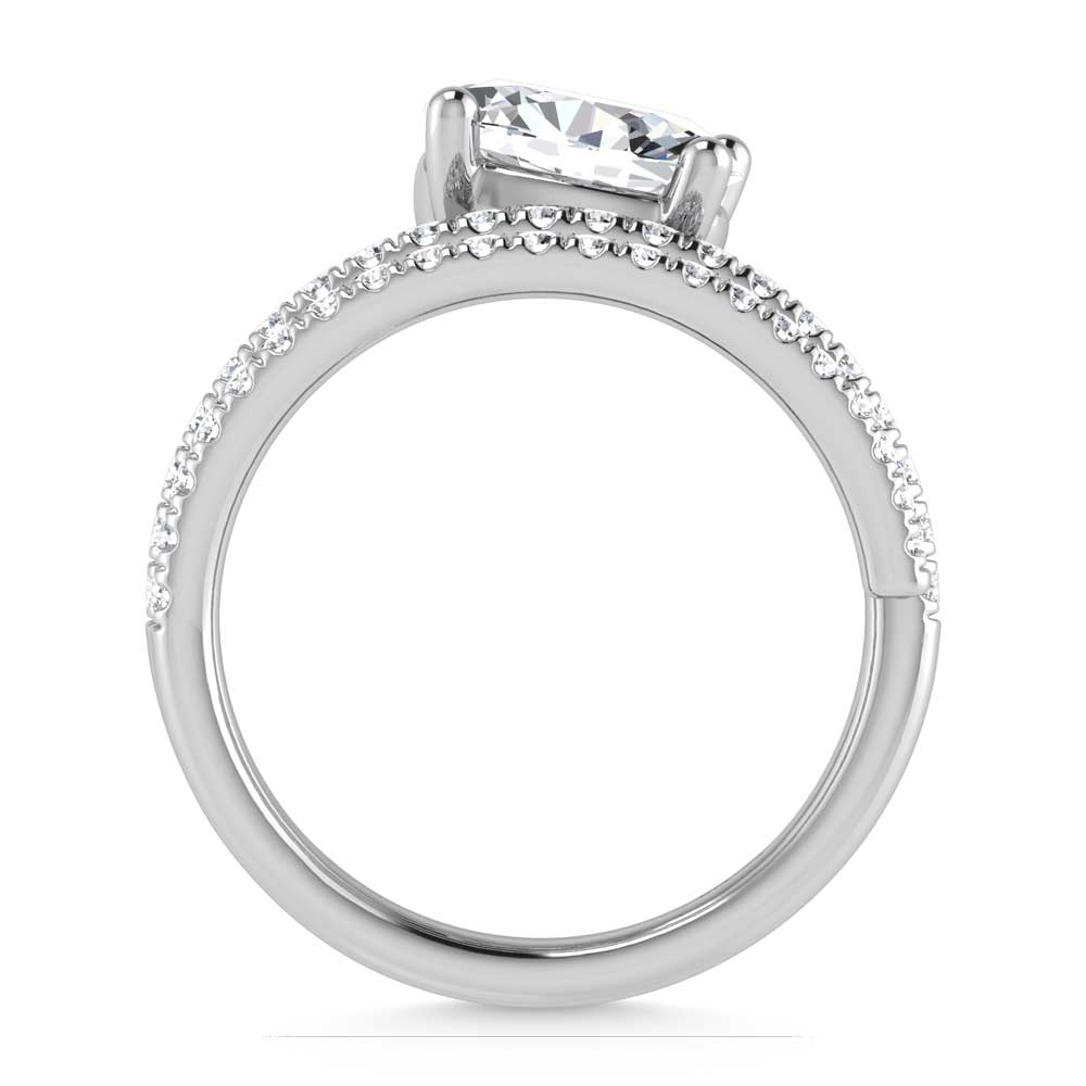 14K White Gold 1 1/2 Ct.Tw. Oval and Round Lab Grown Diamond Fashion Ring