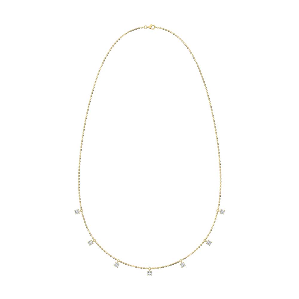 14K Yellow Gold Lab Grown Diamond 1/8 Ct.Tw. 7 Stone Necklace