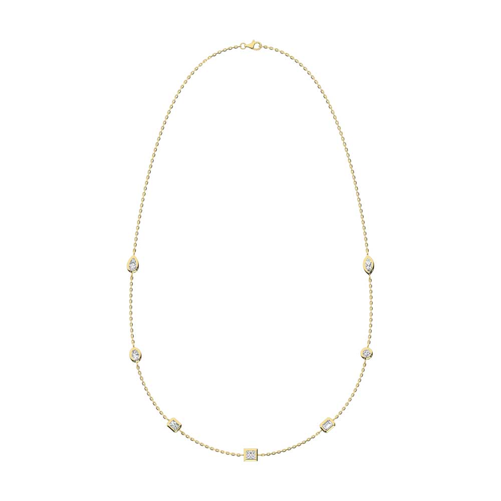 14K Yellow Gold Lab Grown Fancy Diamond 3/4 Ct.Tw. 7 Stone Necklace