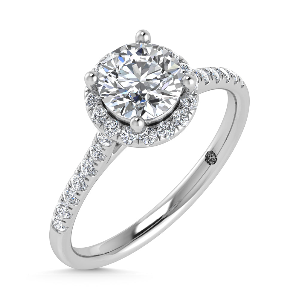 10K White Gold 1 1/4 Ct.Tw. Labgrown Diamond Halo Engagement Ring ( Center 1 CT)