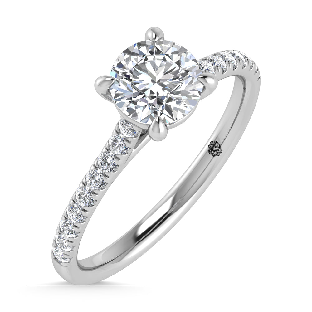 10K White Gold 1 1/4 Ct.Tw. Labgrown Diamond Halo Engagement Ring ( Center 1 CT)