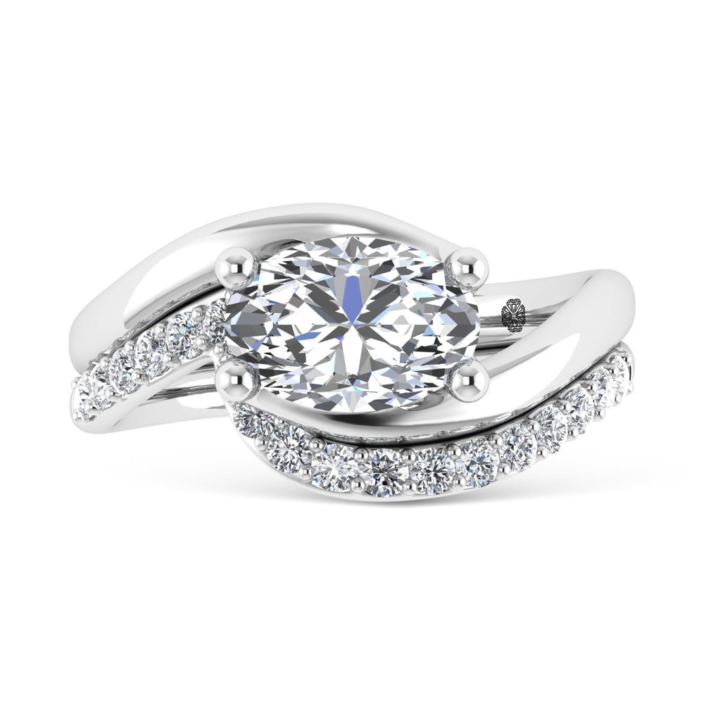 14K White Gold 1 7/8 Ct.Tw. Labgrown Diamond Oval Shape Bridal Ring