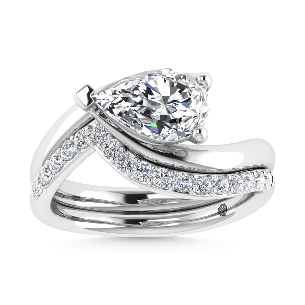 14K White Gold 1 7/8 Ct.Tw. Labgrown Diamond Pear Shape Bridal Ring
