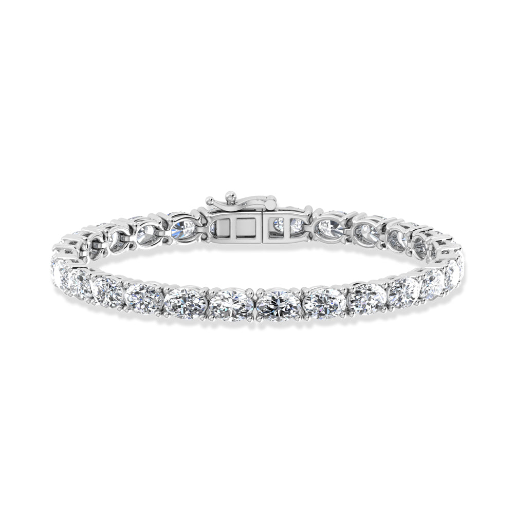 14K White Gold 14 Ct.Tw. Oval Horizontal Shape Labgrown Diamond Tennis Bracelet
