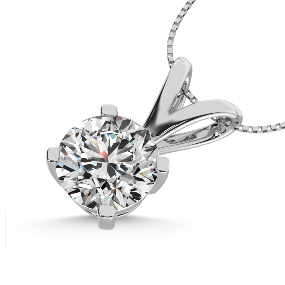 14K White Gold Lab Grown Diamond 1/4 Ct.Tw. Non certified CVD VS1+ G+ Solitaire Pendant (Available in 0.10ctw to 2ctw)