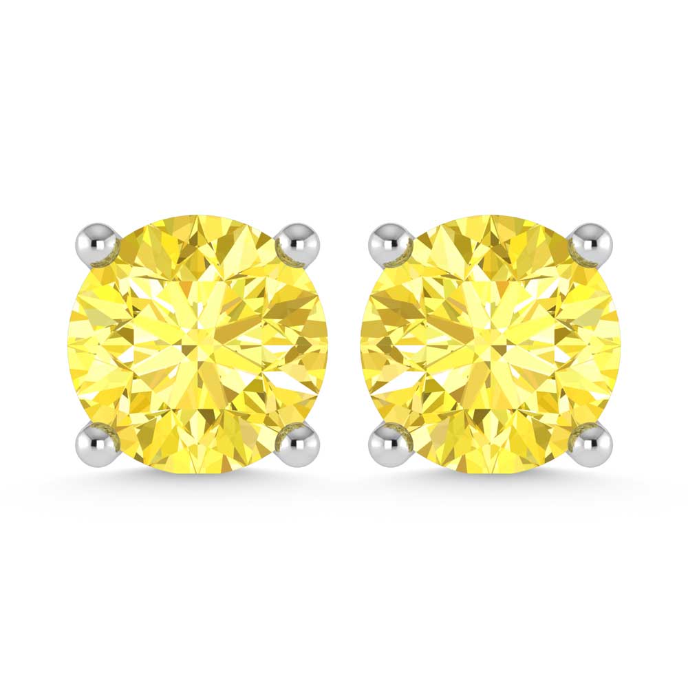 14K White Gold Lab Grown Yellow Diamond 1/2 Ct.Tw. Stud Earrings