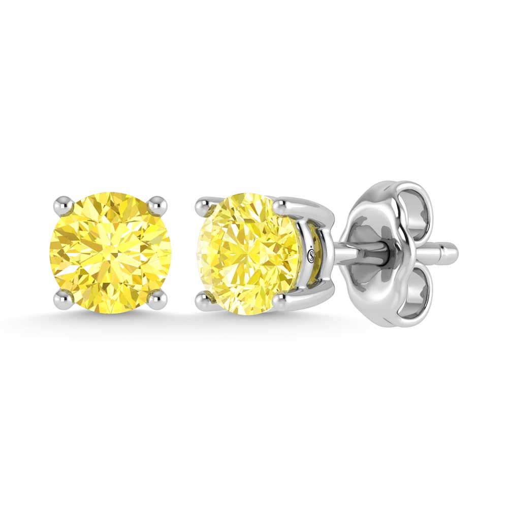 14K White Gold Lab Grown Yellow Diamond 1/2 Ct.Tw. Stud Earrings