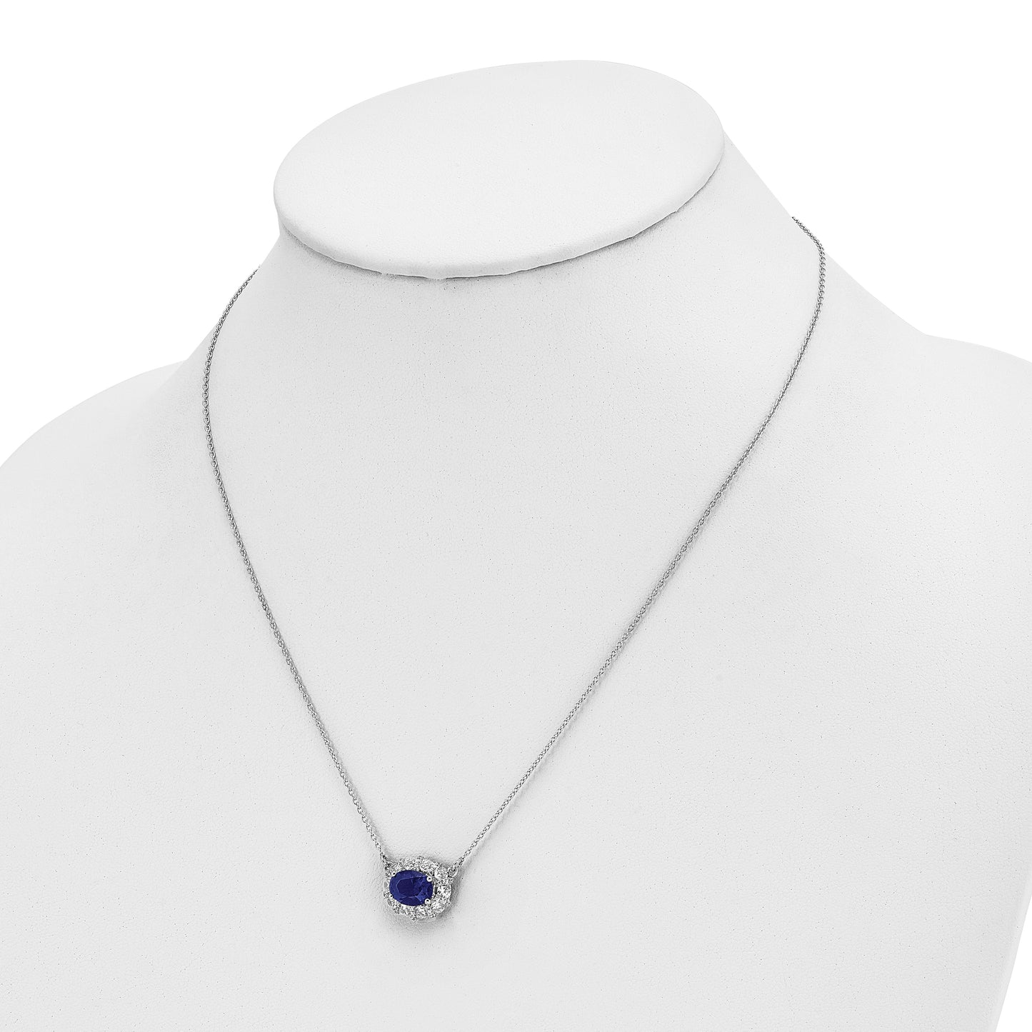 14K White Gold Lab Grown Dia. VS/SI FGH Lab Created Sapphire Necklac