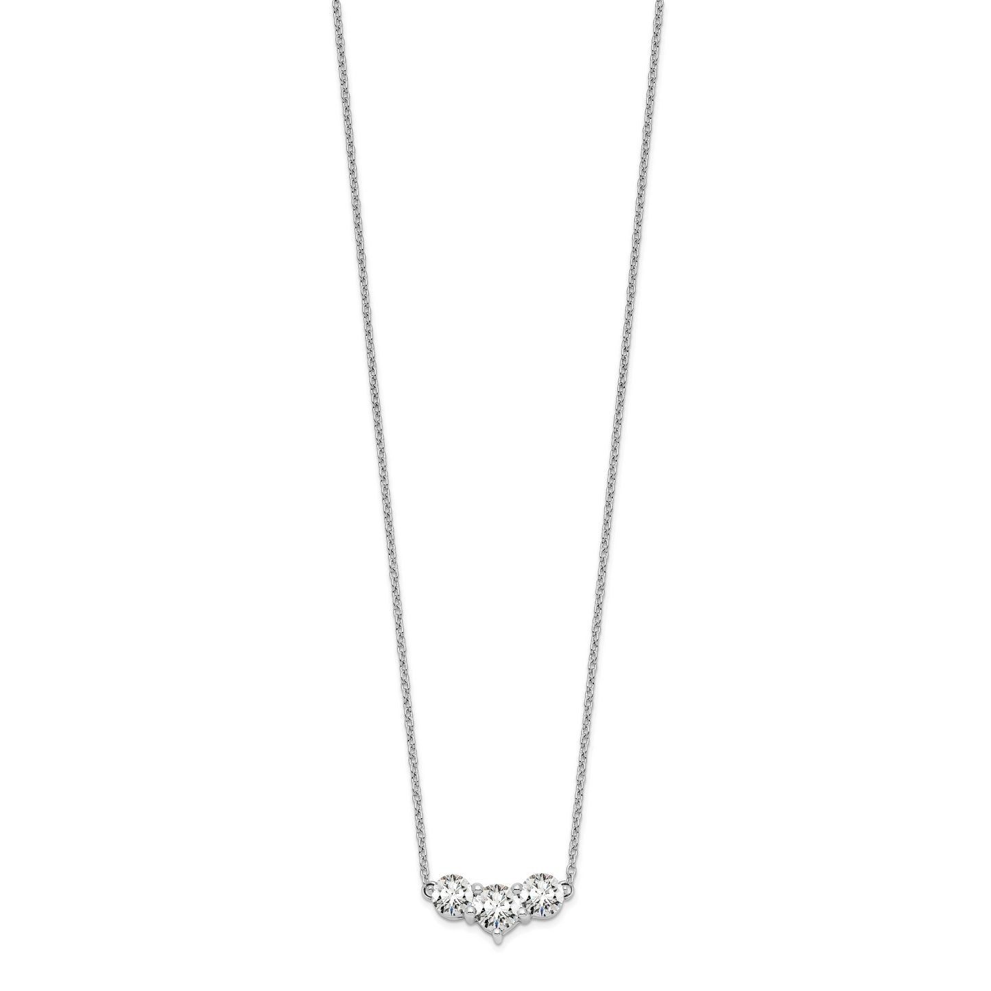 14K White Gold Lab Grown Diamond VS/SI FGH 3 Stone Complete Necklace