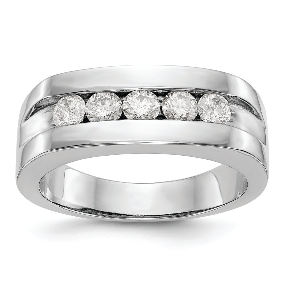 10K White Gold Lab Grown Diamond VS/SI FGH 5-Stone Men's Channel Band