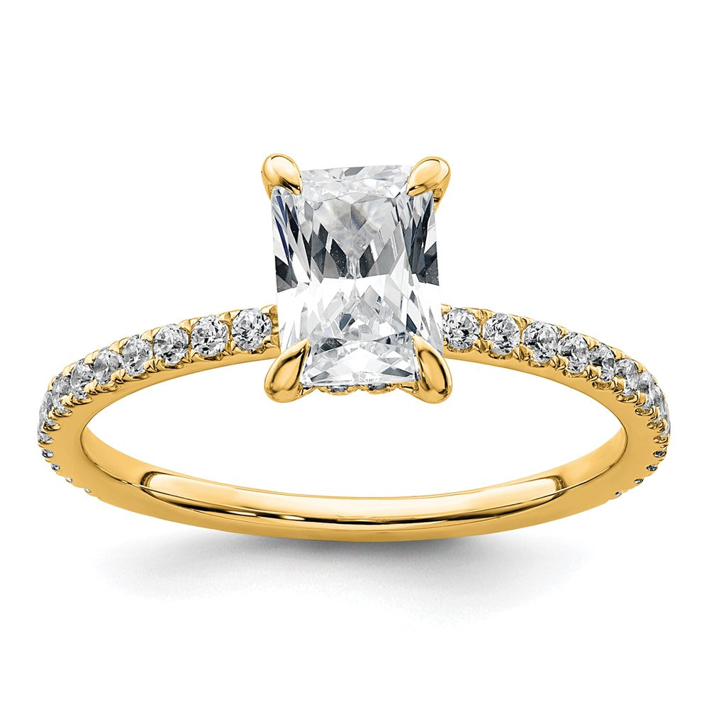 14ky Solitaire with Flair Radiant 1ct Center VS/SI FGH Cert. LG Diamond Com