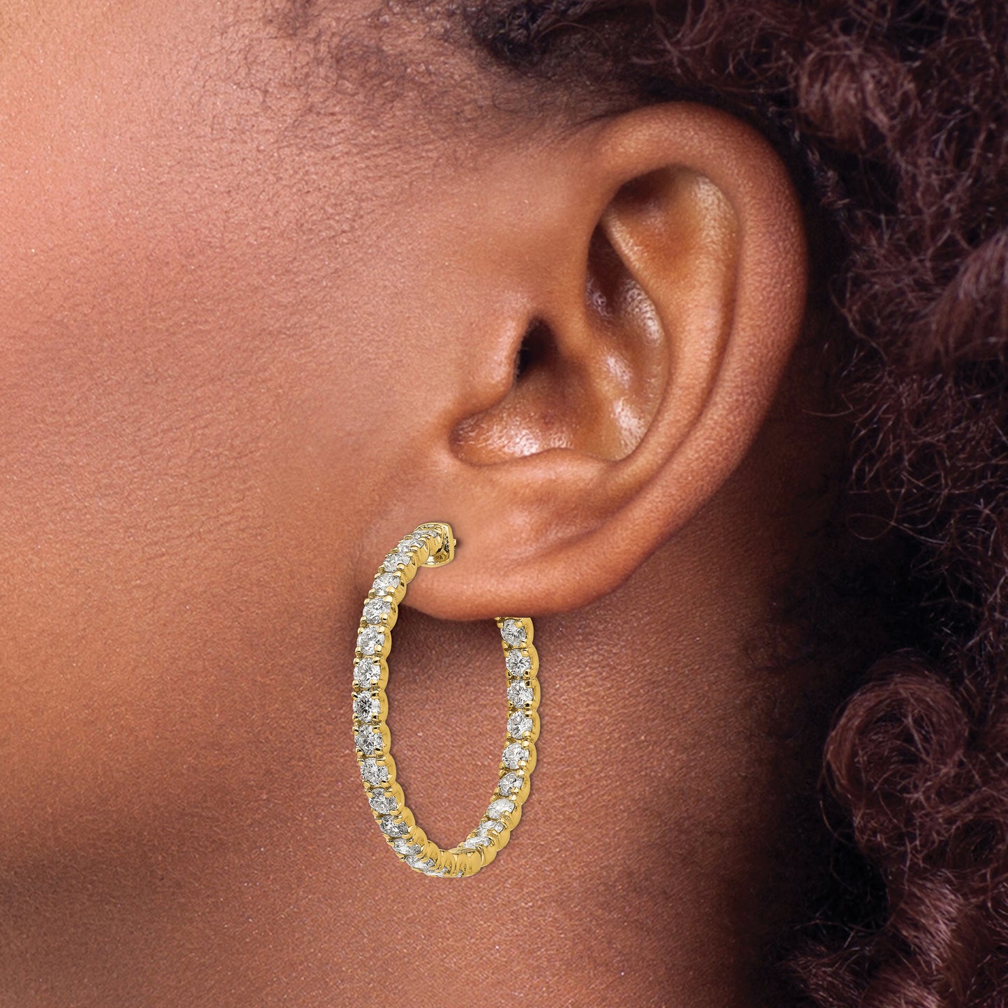 14ky Lab Grown Dia. VS/SI FGH Round Hoop w/Safety Clasp Earri