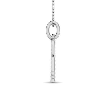 10K White Gold 1/10 Ct.tw Diamond Double Heart Pendant