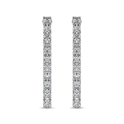 14K White Gold Diamond 3/4 Ct.Tw. In and Out Hoop Earrings