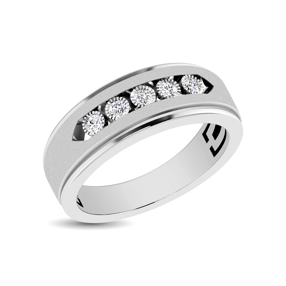 10K White Gold 1/6 Ct.Tw. Diamond Illusion Men?s Band