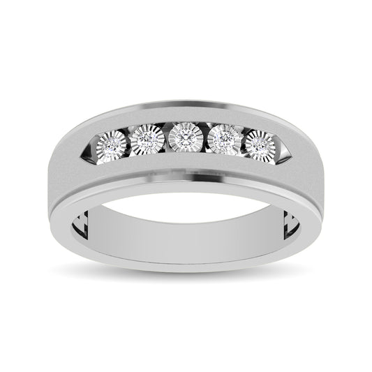 10K White Gold 1/6 Ct.Tw. Diamond Illusion Men?s Band