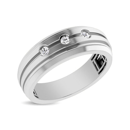 10K White Gold 1/10 Ct.tw Round Cut Diamond Men?s Band
