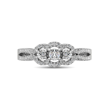 14K White Gold 1/2 Ct.Tw. Diamond Engagement Ring