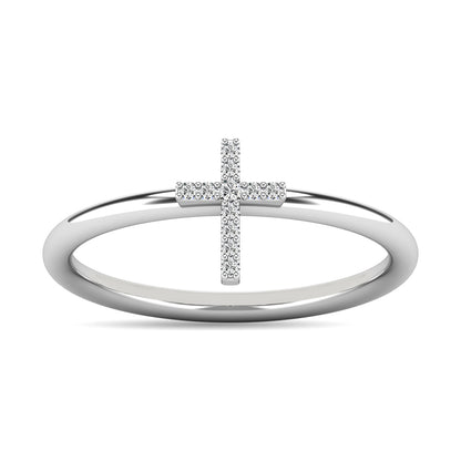 Diamond 1/20 Ct.tw Cross Ring in 10K White Gold