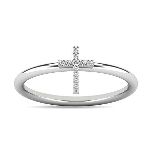 Diamond 1/20 Ct.tw Cross Ring in 10K White Gold