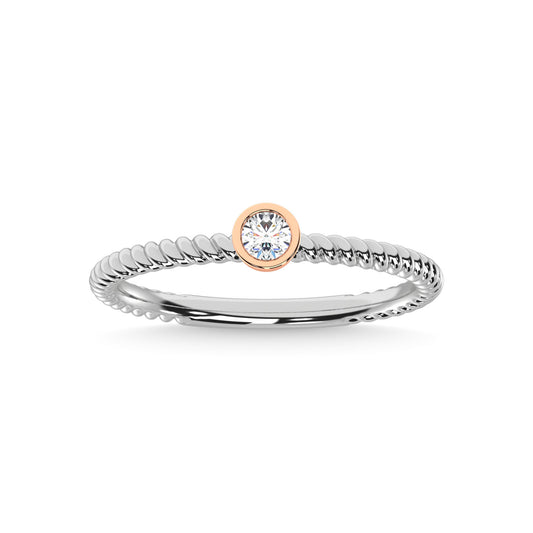 14K Two Tone Diamond 1/10 Ct.Tw. Wedding Band