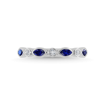 14K White Gold Blue Sapphire 1/2 Ct.Tw. Stackable Band